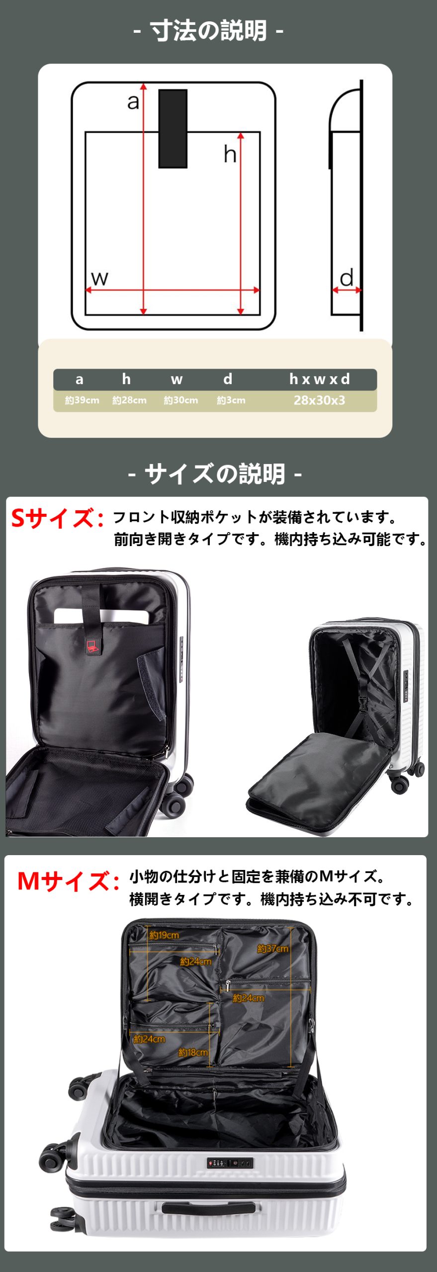 スーツケース 静音キャスター 機内持ち込み TSAロック搭載 消音