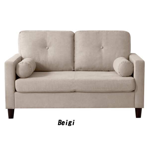 グレーの布地がかわいいソファ枕が2つ付いています ソファ 二人掛け カウチ 抱き枕付き ソファー おしゃれ ソファー