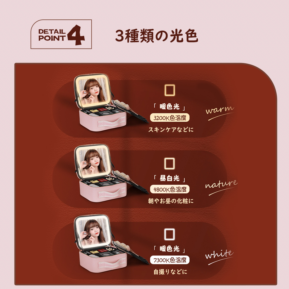 女優ミラー ミラー ライト付き メイクボックス 鏡付き LEDライト