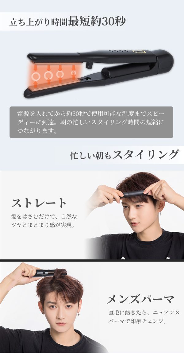 ヘアアイロン メンズ ストレート パーマ両用 2WAY スリムプレート 髪